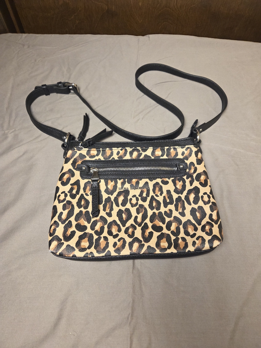 Leopard Print Crossbody Bag with Black Trim